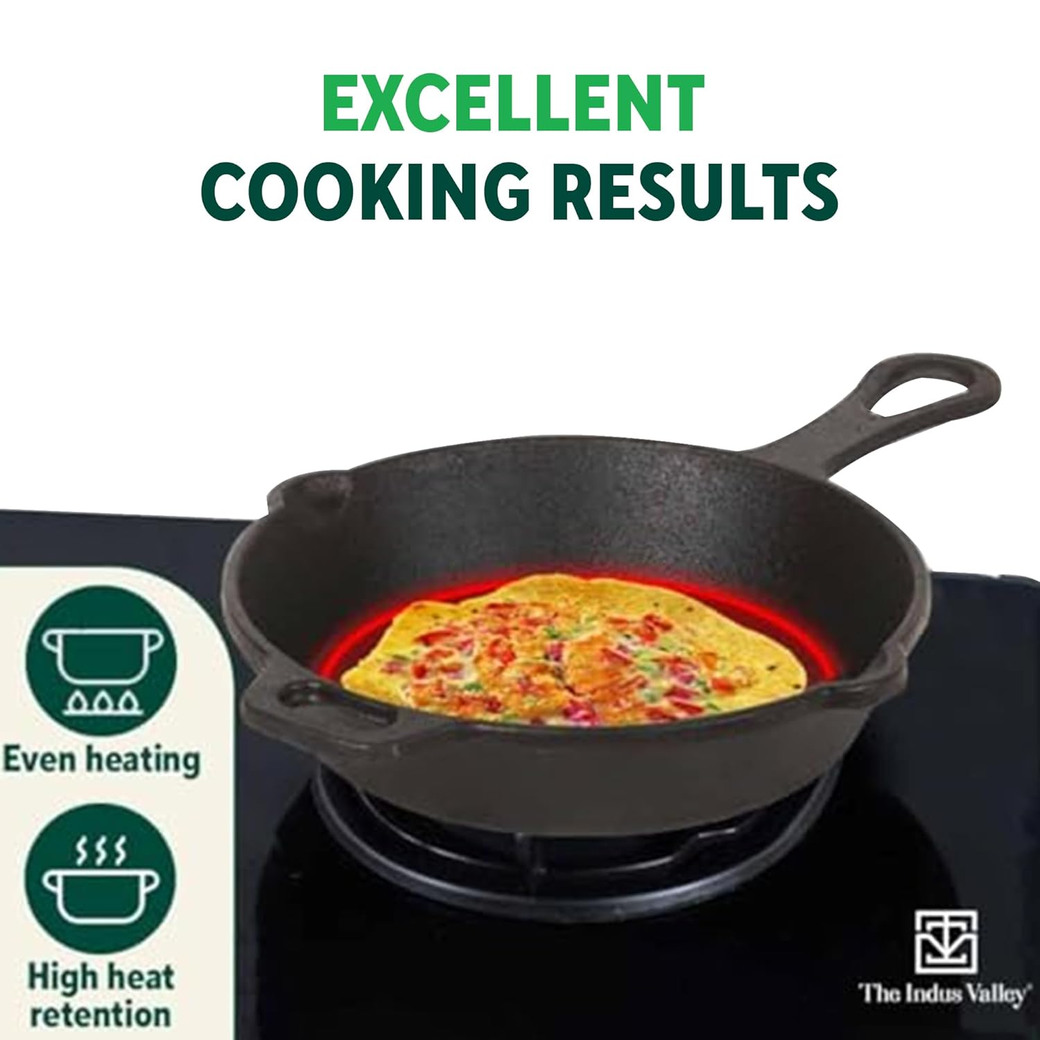 Pre-Seasoned Black Cast Iron Shallow Fry Pan With Long Loop Handle - Medium, 23cm, 9 Inch, 1.4 Ltr, 2.4 Kg | Induction Friendly, Nonstick Fry Pan, 100% Pure & Toxin Free, No Chemical Coating Pre-Seasoned Black Cast Iron Shallow Fry Pan With Long Loop Handle - Medium, 23cm, 9 Inch, 1.4 Ltr, 2.4 Kg | Induction Friendly, Nonstick Fry Pan, 100% Pure & Toxin Free, No Chemical Coating