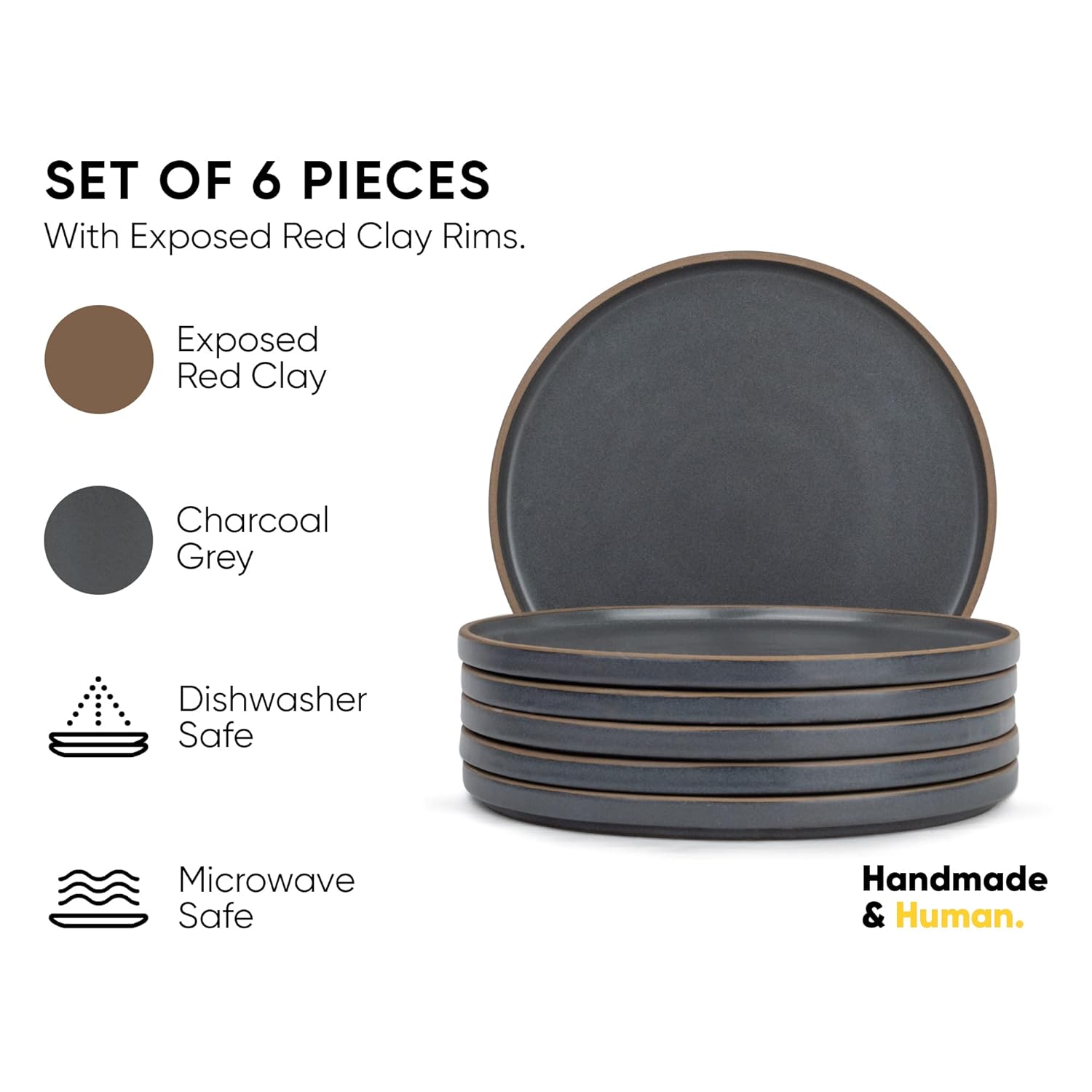 Ceramic Dinner Plates Set Of 6 Pieces, Grey | Ceramic Plates Set With Matte Finish - Premium Stoneware | Ceramic Dinner Plates - Japandi Dinner Plates Ceramic Dinner Plates Set Of 6 Pieces, Grey | Ceramic Plates Set With Matte Finish - Premium Stoneware | Ceramic Dinner Plates - Japandi Dinner Plates