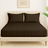 100% Cotton 1 Double Bedsheet For King Size With 2 Pillow Covers | 78 X 72 Inches, Dark Brown - 130 Thread Count Soft & Comfortable | Ideal For Guest Room, Hotel