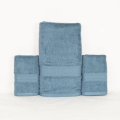 Rangoli 100% Cotton Fibre 1 Bath & 2 Hand Towel 900 Gsm | Highly Durable & Super Absorbent Towel | Skin-Friendly & Quick Drying Luxury Towels (Blue) - Pack Of 3