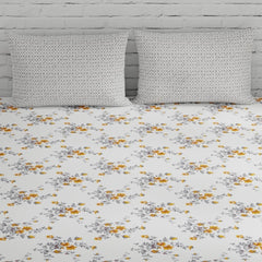 Super King Size Bedsheets 108 X 108 Inches With 2 Pillow Covers, Tangerine & Grey | Premium Super Soft Super Cotton Bedsheet