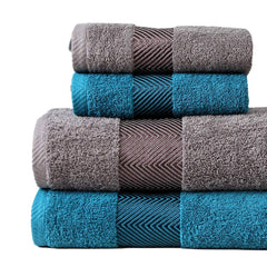 Fash Home International Bath & Hand Towel 1300 Gsm | 100% Cotton Highly Absorbent Super Luxury Large Couple Towel Set (Grey & Teal) Combo Pack Of 4