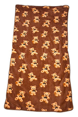 Microfiber Teddy Printed Bath Towel 400 Gsm | Absorbent Super Soft & Comfortable Quick Drying Bathing Towel (Brown)