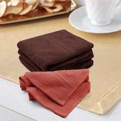 Sassoon Anatolia 6 Piece Cotton Face Towel 500 Gsm (Rust & Cocoa)