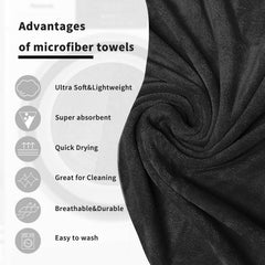 Sassoon Venir Microfiber Bath Towel 450 Gsm | Ultra Soft Material, Towel Large Size For Women (Black)