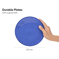 Quarter Plates Set Of 6, Blue Reactive Luxury Series | Stoneware Snacks Plates Set Of 6 | Dessert Plates - Snack Plates | Small Plates With Glossy Finish - Microwave Safe & Dishwasher Safe