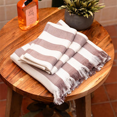 Debaans Bamboo 1 Bath & 2 Hand Towels 800 Gsm | 100% Bamboo, Quick Dry, Lightweight Towels (Plum Stripe)- Set Of 3