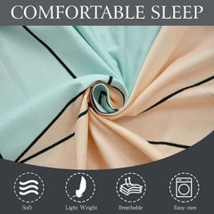 Microfiber Single Bedsheet Set With 1 Pillow Covers (60 X 90 Inches) Peach & Green | Durable & Long-Lasting | 144 Thread Count | Wrinkle Free