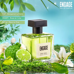 Engage One Soul Eau De Parfum 100ml 3.4 Fl.oz. For Unisex & Long Lasting Pefume , Citrus & Spicy Fragrance , Free Tester With Pack