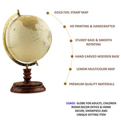 Rotating World Educational Globe 10 Inch With Metal Stand For Show Piece For Office Decor, Study Table Decor, Birthday, Party Gifts & Anniversary, Pack Of 1