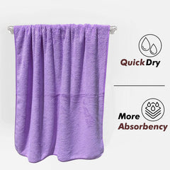 Fezora Microfiber Bath Towel 400 Gsm | Men & Women Large Size Ultra Soft, Quick Dry, Lightweight & Super Absorbent Towel (Purple)