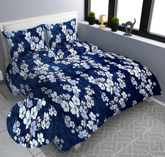 Warm Double Bedsheet For King Size With 2 Pillow Covers | Size 95 X 100 Inches, Navy Blue - Warm Bedsheet For Winter | Ideal Gift For Friends, Family & Relatives
