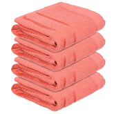 Heart Home Face Towel 800 Gsm | Facewash For Travel Workout Hand Towel | Lining Design Pack Of 4 (Orange)