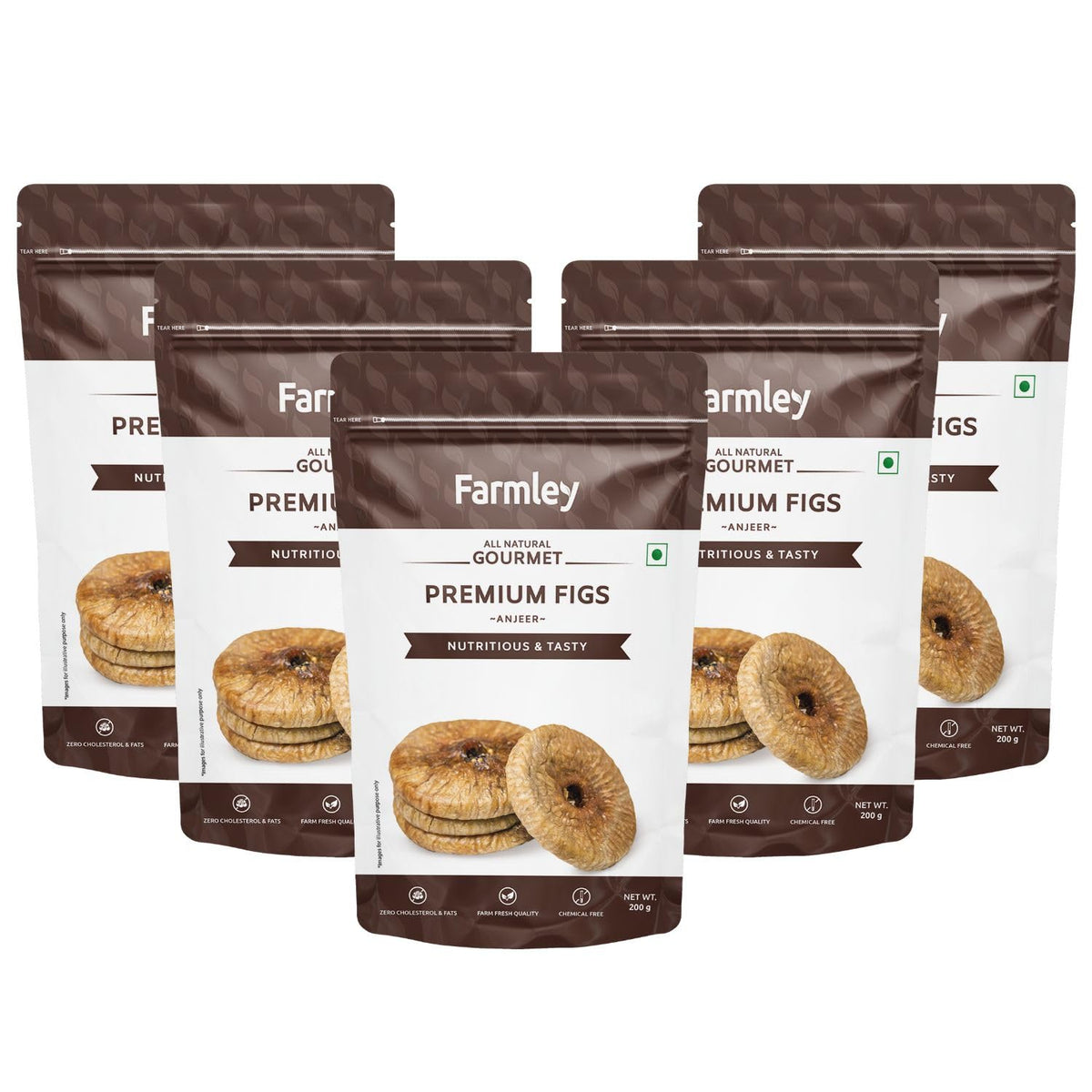 All Natural Gourmet Premium Figs By Farmley 1kg, (200gm*5) Each | Dried Anjeer, Rich Source Of Vitamins Dietary Fiber | 35.2 Ounce