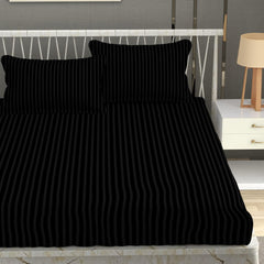 Plain Double Bedsheet For Queen Size With 2 Pillow Covers - 90 X 95 Inches, Black | Wrinkle Resistant & Soft Skin Safe | All Season Comfort Fabric