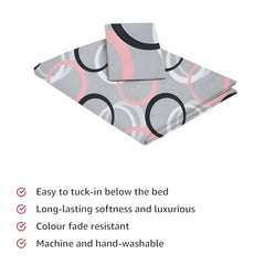 Printed Single Bedsheet Size With 1 Pillow Cover - 60 X 90 Inches, Grey & Black | Cotton Wrinkle Free Soft, Breathable | Durable & Long-Lasting
