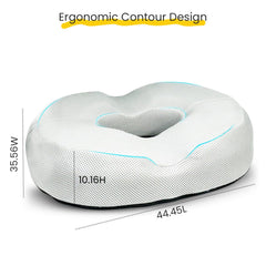 Donut Pillow For Tailbone Pain, Gel Memory Foam Pillow, Coccyx Seat Cushion, Grey | Coccyx Seat Cushion For Chair - Hemorrhoid & Piles Pillow, Car Seat, For Head, Back, Neck Use