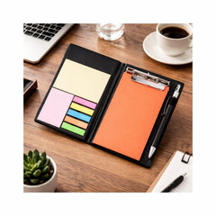 Memo Note Pad | Memo Note Book With Sticky Notes & Clip Holder In Diary Style (Rust)