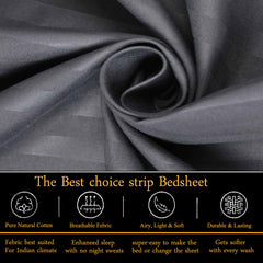 Plain Double Bedsheet For Queen Size With 2 Pillow Covers - 90 X 95 Inches, Grey | Wrinkle Resistant & Soft Skin Safe | All Season Comfort Fabric