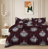 1 Flat Bedsheet For King Size With 2 Pillow Cover + Comforter - 90 X 100 Inch, Wine | Super Soft Glace Cotton - 4 Pcs Bedding Set | Perfect Gifts Set Wedding, Anniversary