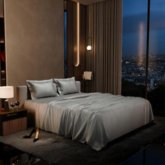 Satin Bedsheet King Size Bed With 2 Pillow Covers | 90 X 108 Inches, Mist Grey | Premium Bedding Set, Gifts For Couples, Wedding, Anniversary