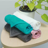 Heelium Bamboo Face Towel 800 Gsm | Ultra Absorbent & Odour-Free 3x Softer Than Cotton Towels | Pack Of 4 (White, Peach, Teal & Grey)
