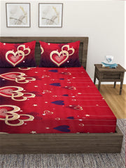 1 Double Bedsheet With 2 Pillow Covers - 85 X 86 inches, Red | Long-lasting Color Comfortable Fabric Bedsheet