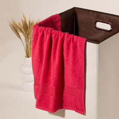 Kopa Quick Dry 100% Cotton Soft Terry Bath Towel 380 Gsm | Quick Dry 100% Cotton Super Absorbent, Lightweight (D'Ross) Bath Towel (Red)