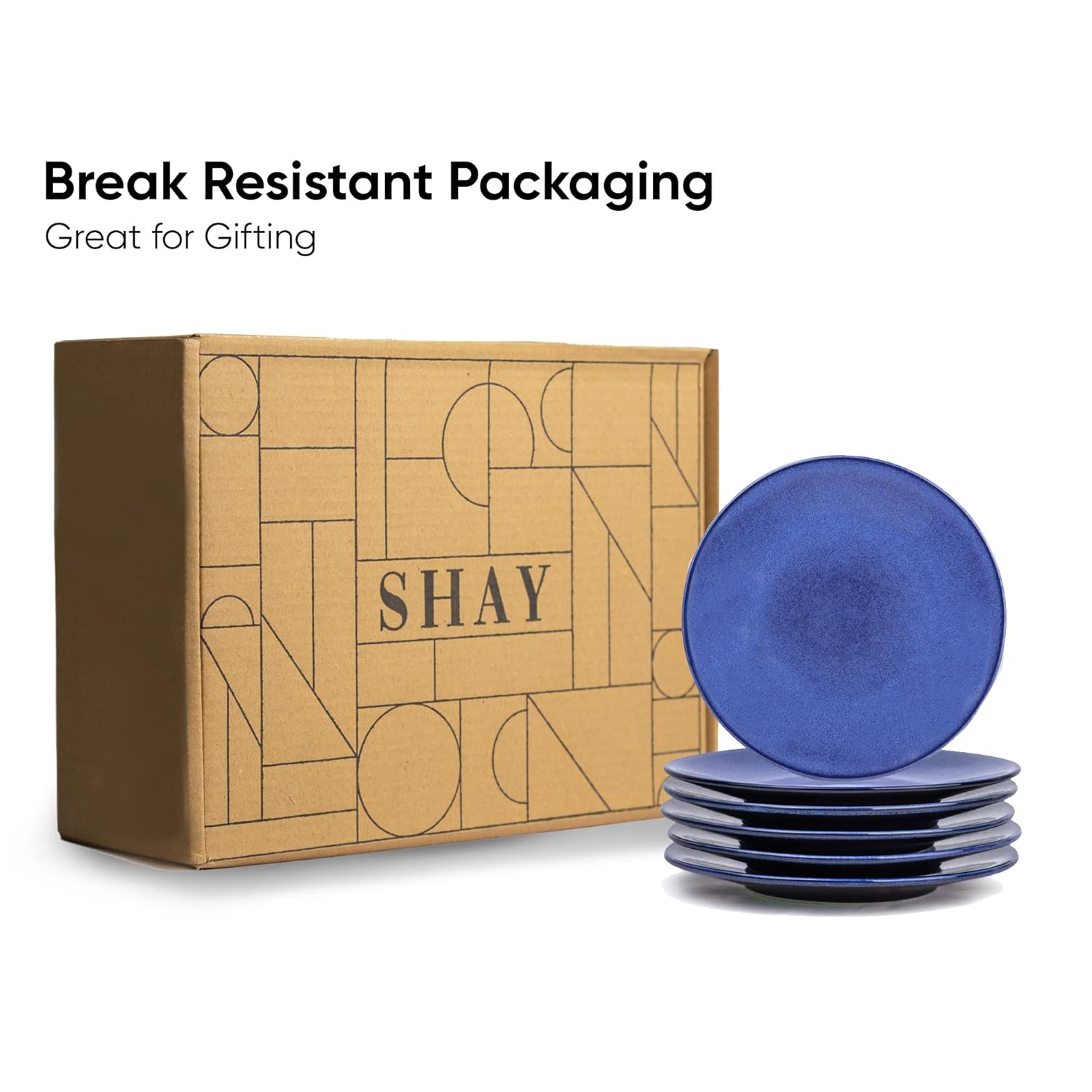 Quarter Plates Set Of 6, Blue Reactive Luxury Series | Stoneware Snacks Plates Set Of 6 | Dessert Plates - Snack Plates | Small Plates With Glossy Finish - Microwave Safe & Dishwasher Safe Quarter Plates Set Of 6, Blue Reactive Luxury Series | Stoneware Snacks Plates Set Of 6 | Dessert Plates - Snack Plates | Small Plates With Glossy Finish - Microwave Safe & Dishwasher Safe