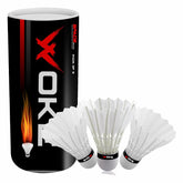 Woke Birdie WS 333 Feather Badminton Shuttlecock | Ideal For Tournaments & Professional Practice | White , Pack Of 3