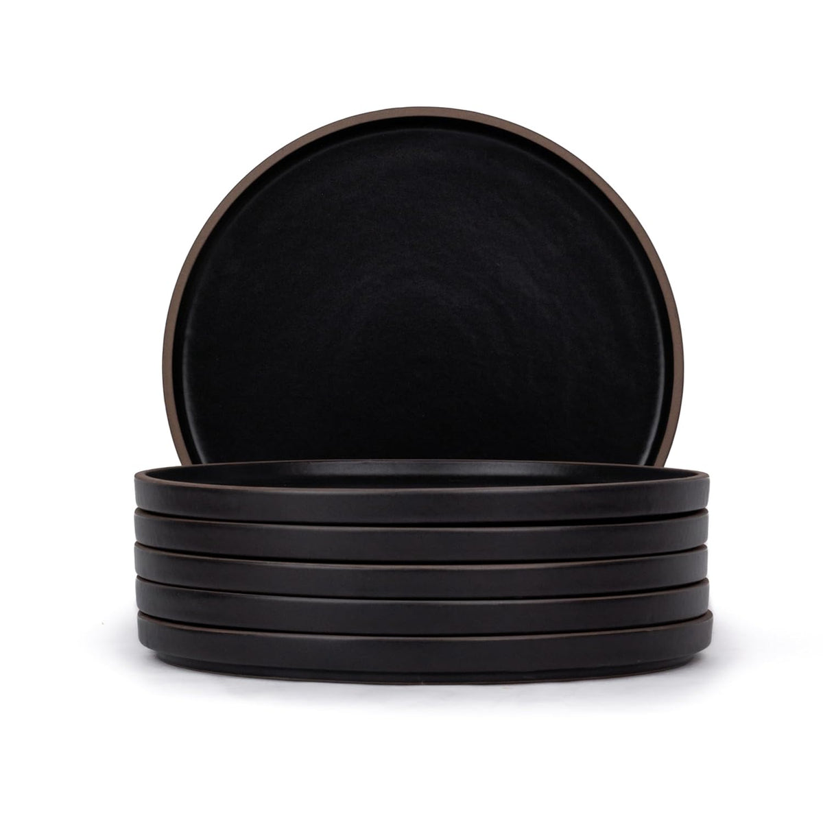 Ceramic Dinner Plates Set Of 6 Pieces, Black | Ceramic Plates Set With Matte Finish - Premium Stoneware | Ceramic Dinner Plates - Japandi Dinner Plates