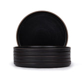 Ceramic Dinner Plates Set Of 6 Pieces, Black | Ceramic Plates Set With Matte Finish - Premium Stoneware | Ceramic Dinner Plates - Japandi Dinner Plates