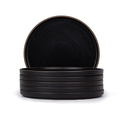 Ceramic Dinner Plates Set Of 6 Pieces, Black | Ceramic Plates Set With Matte Finish - Premium Stoneware | Ceramic Dinner Plates - Japandi Dinner Plates