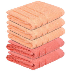 Kuber Industries Face Towel 1000 Gsm | Towels For Daily Use Workout Hand Towel | Lining Design | Pack Of 5 (Orange & Peach)