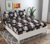 1 Double Bedsheets With 2 King Size Pillow Covers | 90 X 90 Inches, Brown & White - Double Bed Breathable & Wrinkle Free | Ultra Soft 180 Thread Count Super Soft