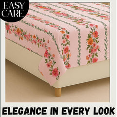 100% Cotton Bedsheet For Single Bed With One King Size Pillow Covers Soft - 60 X 90 Inches, Pink | Good For All-Season Everyday Use