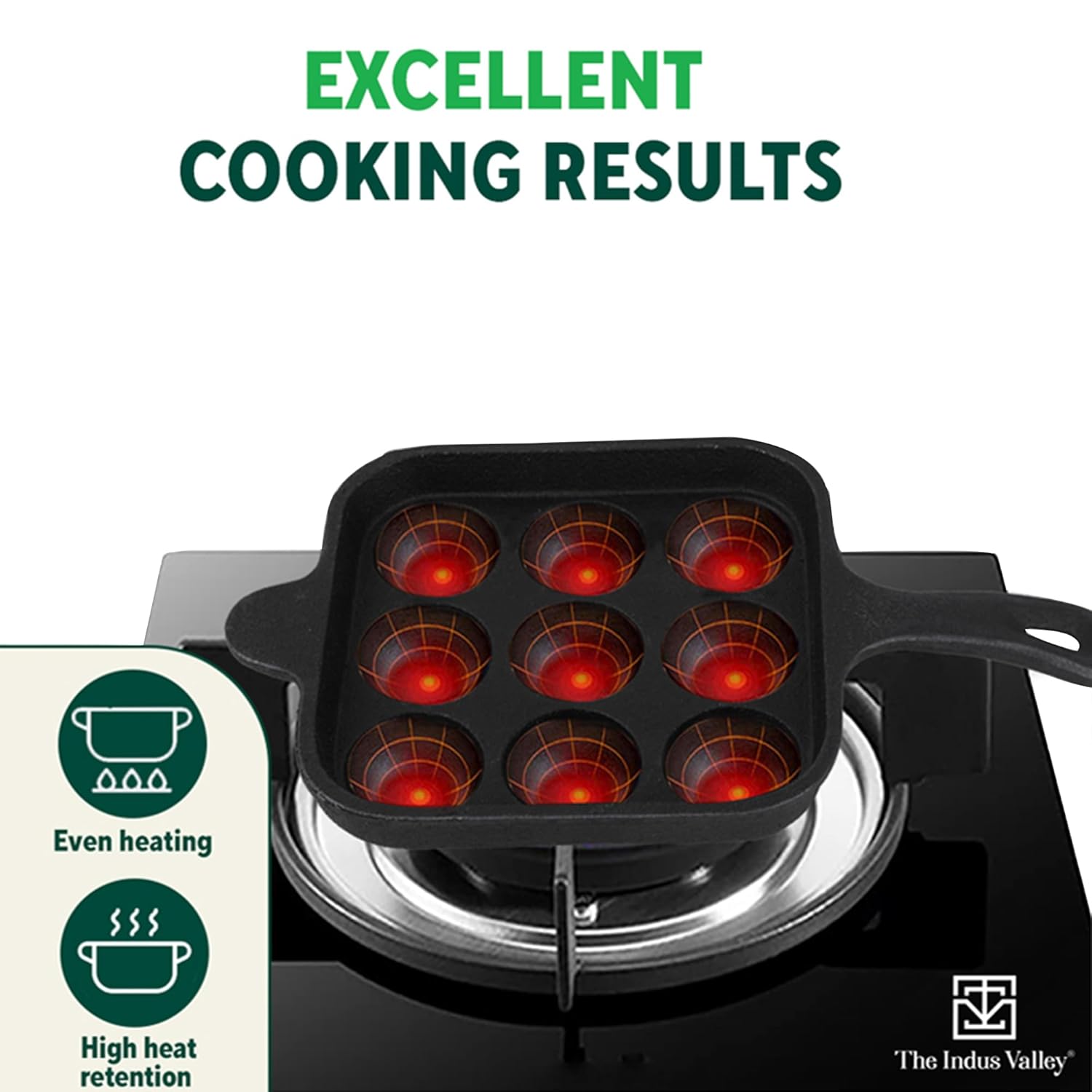 Super Smooth Black Cast Iron Square Paniyaram Pan With Silicon Grip - Small, 9 Pits, 18cm, 7.1 Inch, 2.4 Kg | Nonstick, Pre-Seasoned Appe Or Paddu Pan,100% Pure & Toxin-Free, No Chemical Coating Super Smooth Black Cast Iron Square Paniyaram Pan With Silicon Grip - Small, 9 Pits, 18cm, 7.1 Inch, 2.4 Kg | Nonstick, Pre-Seasoned Appe Or Paddu Pan,100% Pure & Toxin-Free, No Chemical Coating