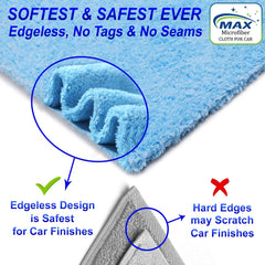 Max Microfiber Cloth 800 Gsm | Softest & Safest Ever Edgeless Coral Fleece Microfiber Cloth Towel For Car Cleaning, Drying, Buffing & Polishing - Pack Of 4