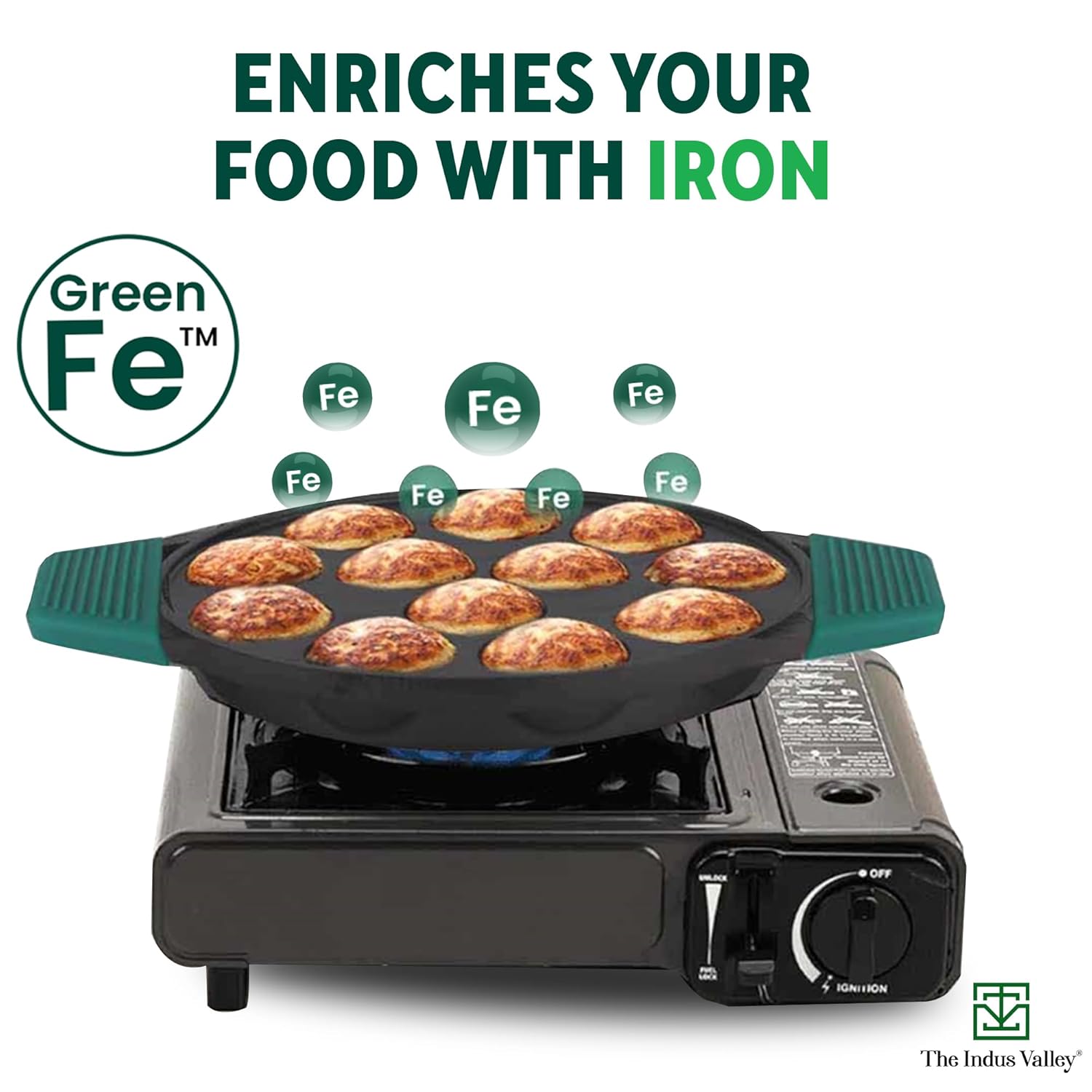 Pre-Seasoned Black Cast Iron Paniyaram Pan With Loop Handle & Silicon Grip - Medium, 12 Pits, 8.3 Inch, 21 Cm, 2 Kg | Nonstick Appe Or Paddu Pan, 100% Pure & Toxin-Free, No Chemical Coating Pre-Seasoned Black Cast Iron Paniyaram Pan With Loop Handle & Silicon Grip - Medium, 12 Pits, 8.3 Inch, 21 Cm, 2 Kg | Nonstick Appe Or Paddu Pan, 100% Pure & Toxin-Free, No Chemical Coating