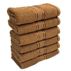 Stamio Cotton 425 Gsm For Men, Women, Home Use, Gym, Wash Basin | Soft, Absorbent, Quick Dry, Small Size Towels, Travel Friendly (Sepia Brown) - Set Of 6