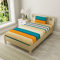 1 Single Bedsheet With 1 Pillow Cover & Comforter - 60 X 90 Inches, Multicolor | All Weather Comfort & Bedroom - Softness & Natural Breathability