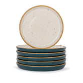 Ceramic Quarter Plates Set Of 6, Teal Ivory | Ceramic Snack Plates - Snacks Plates Set | Dessert Plates, Snack Plate - Small Plates With Glossy Finish | Microwave Safe & Chip Resistant