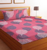 Microfiber Glace Cotton Double Bedsheet With 2 King Size Pillow Covers - 88 X 90 Inches, Pink | Ideal For Home, Hotel, Villa, Resort & Guest House Comfort Bedsheet