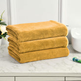 Black Gold The Finer Touch Microfiber Bath Towels 1500 Gsm | Super Absorbent, Lightweight, Ultra-Soft, Fade Resistant (Yellow) - Pack Of 3