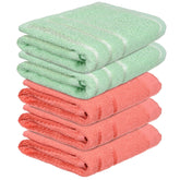 Kuber Industries Face Towel 1000 Gsm | Towels For Daily Use Workout Hand Towel | Lining Design | Pack Of 5 (Orange & Green)