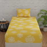 1 Single Bedsheet With 1 Pillow Cover | Durable & Long Lasting Fabric, Easy Hand & Machine Wash | Size - 55 X 88 Inches, Yellow