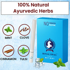 Royal Swag Ayurvedic Herbal Cigarettes 100% Tobacco Free 100% Nicotine Free Cigarettes Regular, Clove, Mint Flavoured Smoking Cessation Pack Of 30 With 15g Lip Cream
