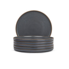 Ceramic Japandi Dinner Set - 12 Pcs, Grey & White | Crockery Set - Ceramic Dinner Set With Matte Finish | Dinner Set Ceramic | 6 Dinner Plates + 6 Veg Small Bowls, 220ml Each