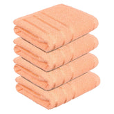 Heart Home Face Towel 800 Gsm | Facewash For Travel Workout Hand Towel | Lining Design Pack Of 4 (Peach)