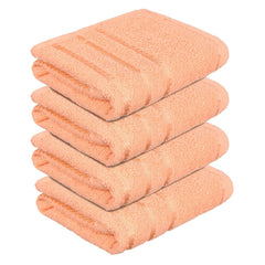 Heart Home Face Towel 800 Gsm | Facewash For Travel Workout Hand Towel | Lining Design Pack Of 4 (Peach)